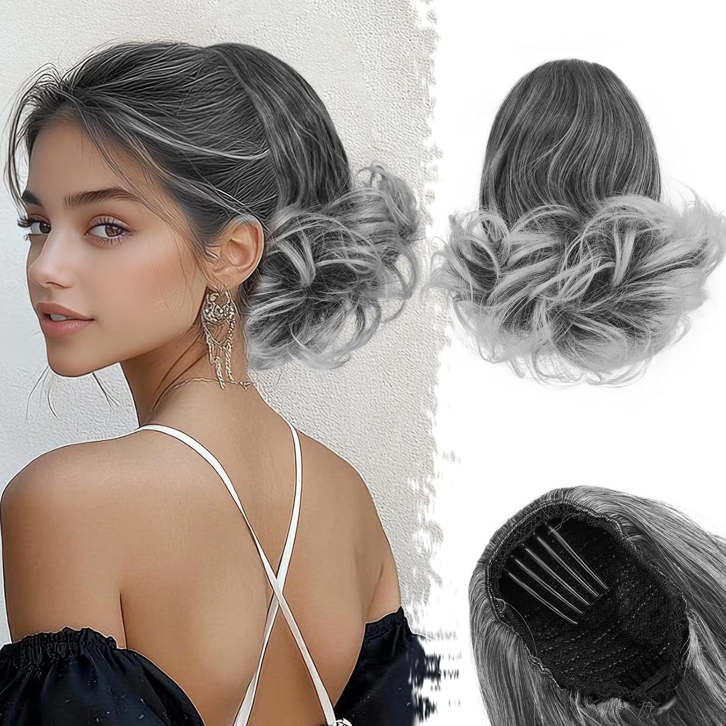 Dark Brown Ponytail Extension - 10 Inch Wavy Drawstring Hairpiece for Women | Synthetic Clip-In Ponytail