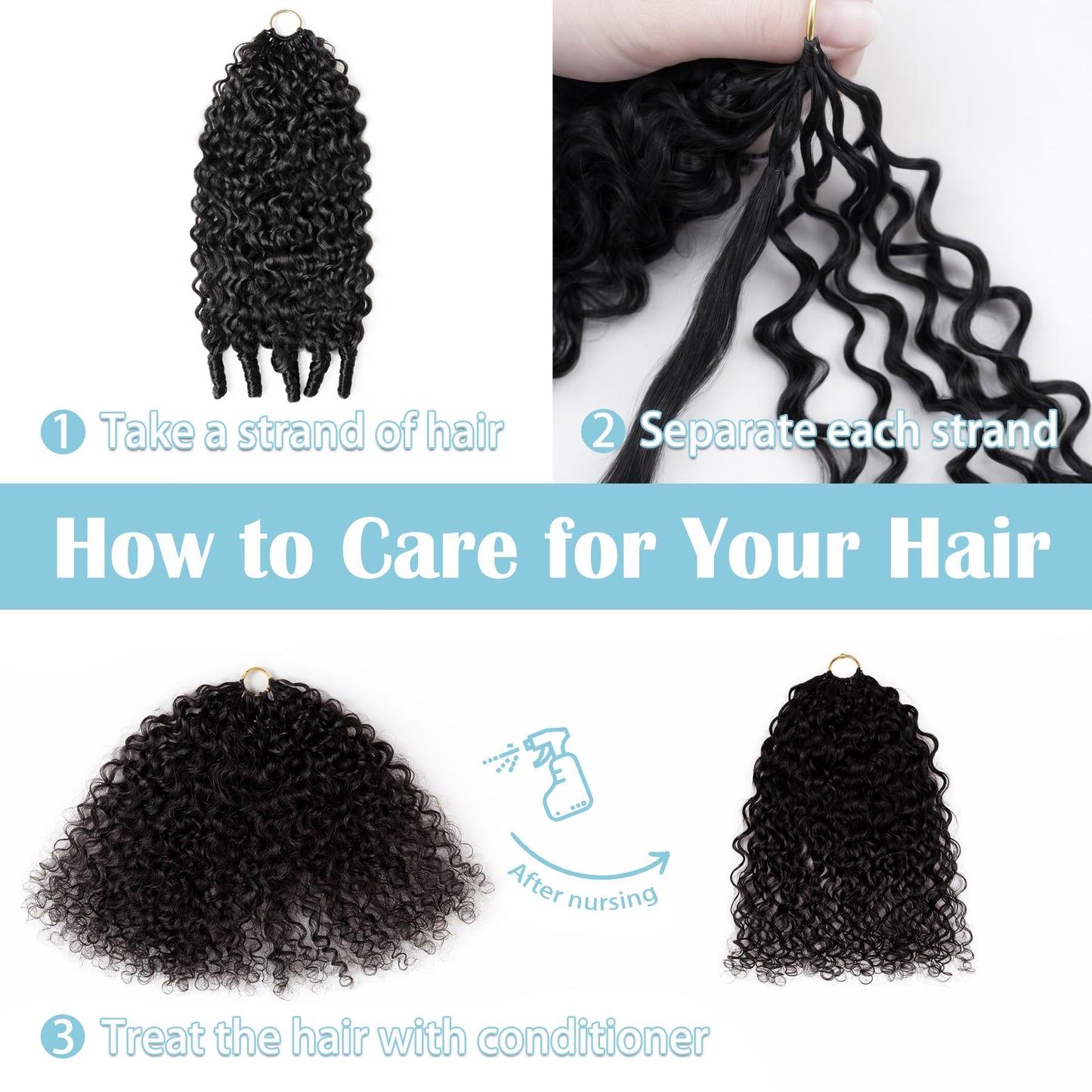 Burmese Curly Crochet Human Hair 16 Inch 50g Knotless Pre-Separated Feather Crochet Human Hair,Time-Saving,Lightweight Reusable Miracle Knots Hair With Spiral Curl for Black Women Natural Black Color