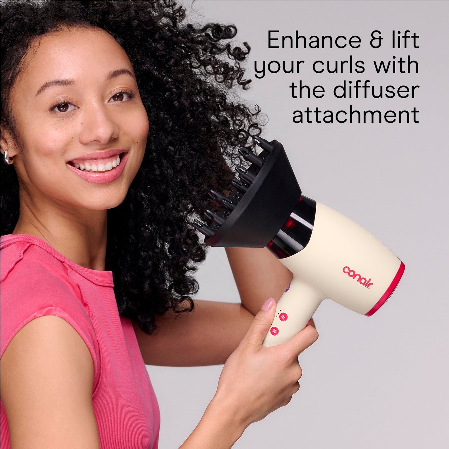 Infiniti PRO CONAIR LED Infrared Hair Dryer with Dual Ion Ceramic Technology, Anti-Frizz Ionic Blow Dryer, 3 Heat 3 Speed Settings, Professional Diffuser, White