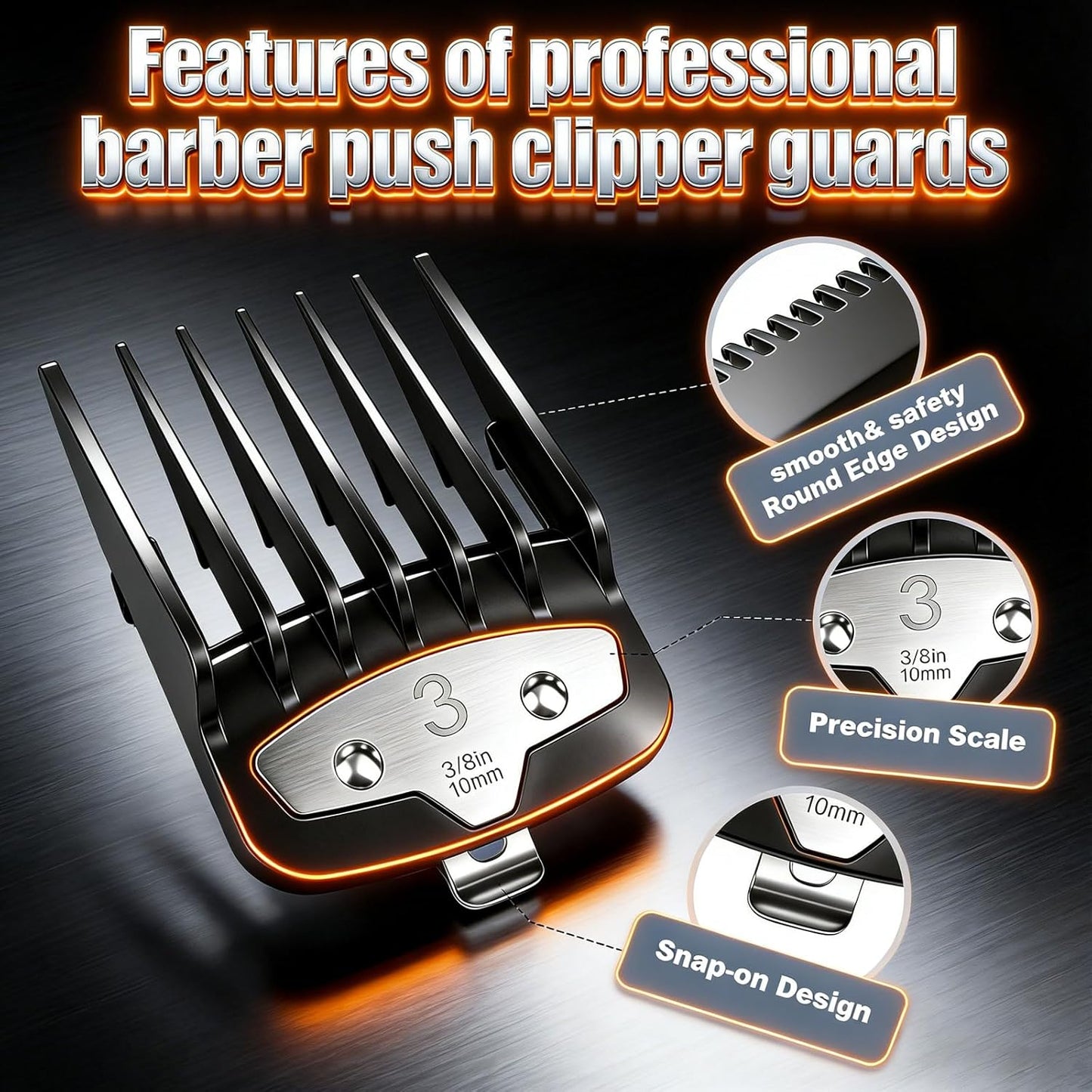 Wahl Clipper Guards Set - Replacement Cutting Guides for Precision Trimming | 10-Piece Set (1/16" to 1") - Black