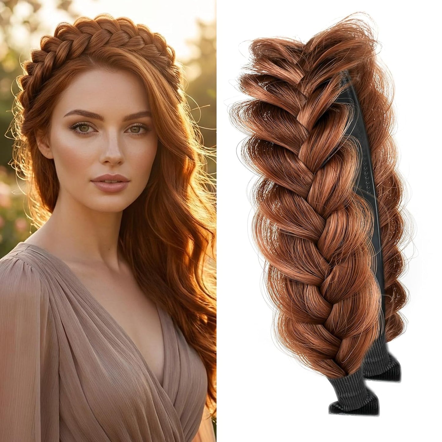 Braided Headband - Elastic Non-Slip Fashion Hair Accessory for Women & Girls | Ocher Color