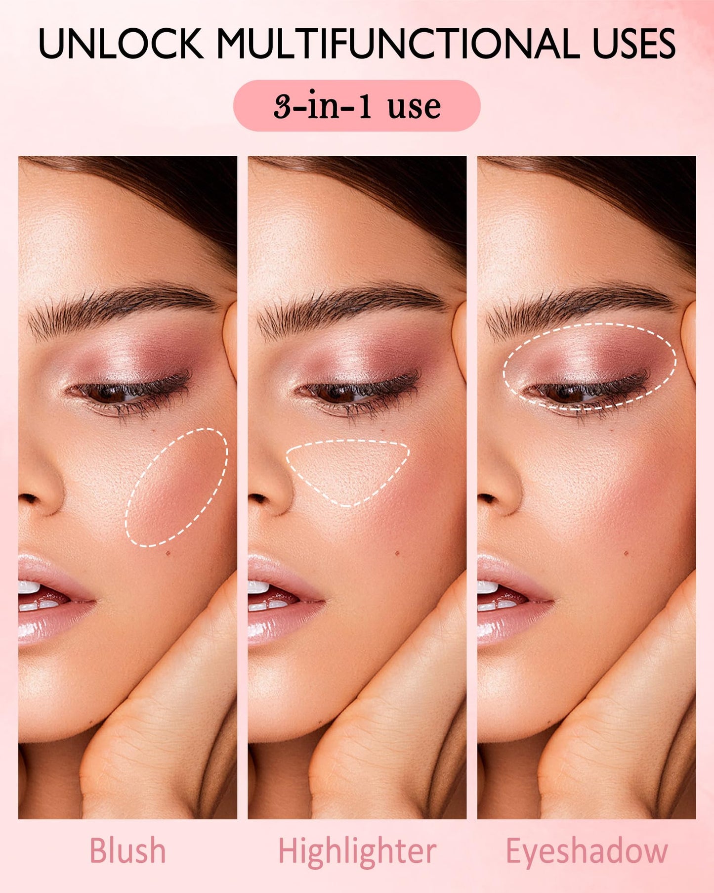 Blush Powder for Cheeks,Gradual Shimmer Pink Blusher Palette with Brush,Lightweight Buildable Color Blush Hightlighter Powder,Longlasting Waterproof Facial Makeup,Women's Day Gift for Women Girl-05#