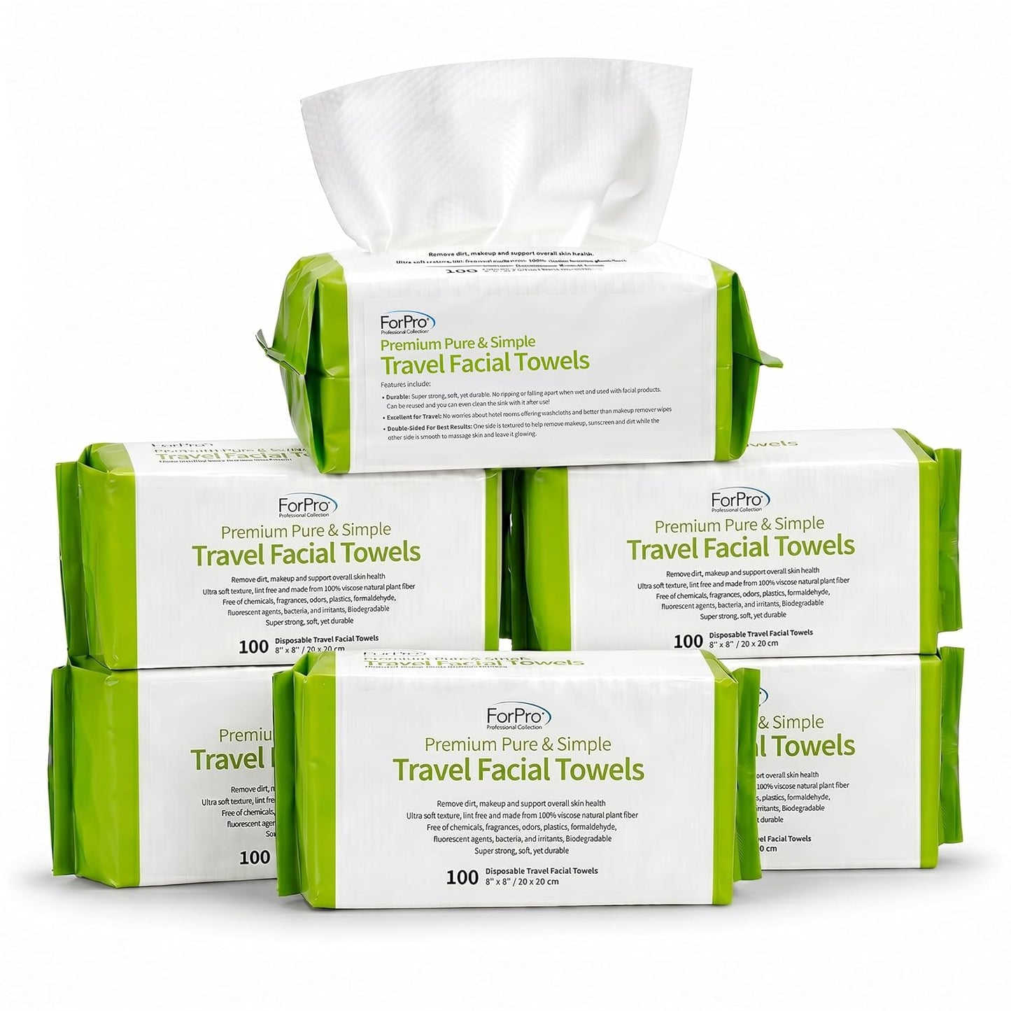 Disposable Face Towels for Sensitive Skin - XL Lint-Free Viscose Makeup Remover Cloths | 50-Count Biodegradable & Vegan