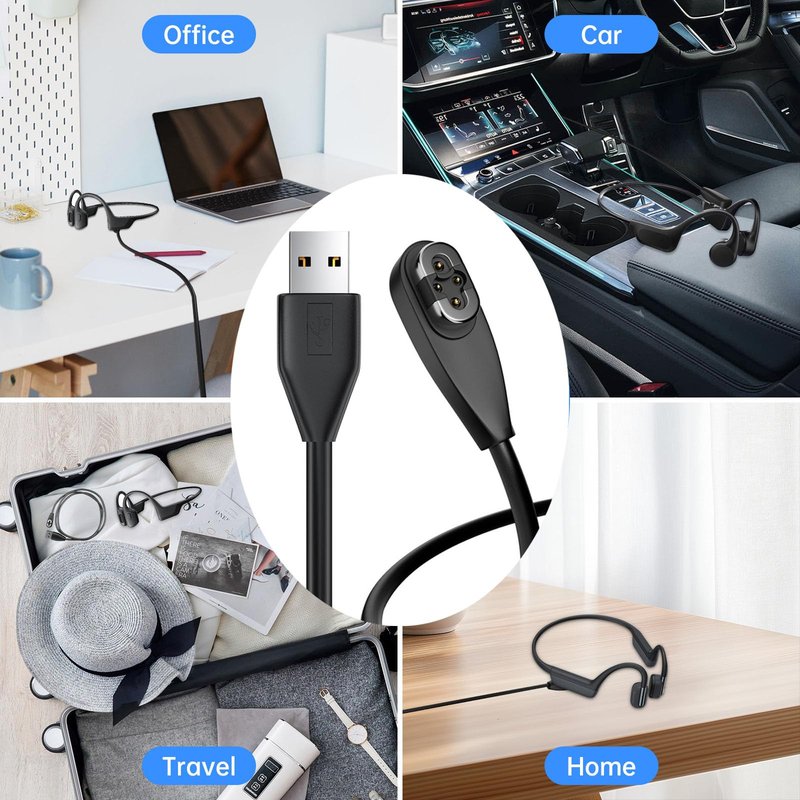 gudxfj 2-Pack Compatible with Shokz OpenSwim Pro S710 Bone Sound Conducting Earphone Charging Cable Type-C to 4Pin Magnetic Charging Cable USB and USB C to Shokz S710 Cable 1 Each Black 3.3 ft