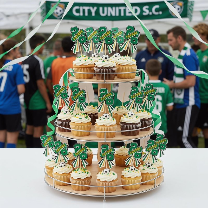 Housoutil 2026 Soccer Cupcake Topper, 60PCS Football Cupcake Picks for 2026 USA Canada Mexico Football Matches Game, Sports Party Decorations Set for Birthday Party Sports Game Food Appetizer