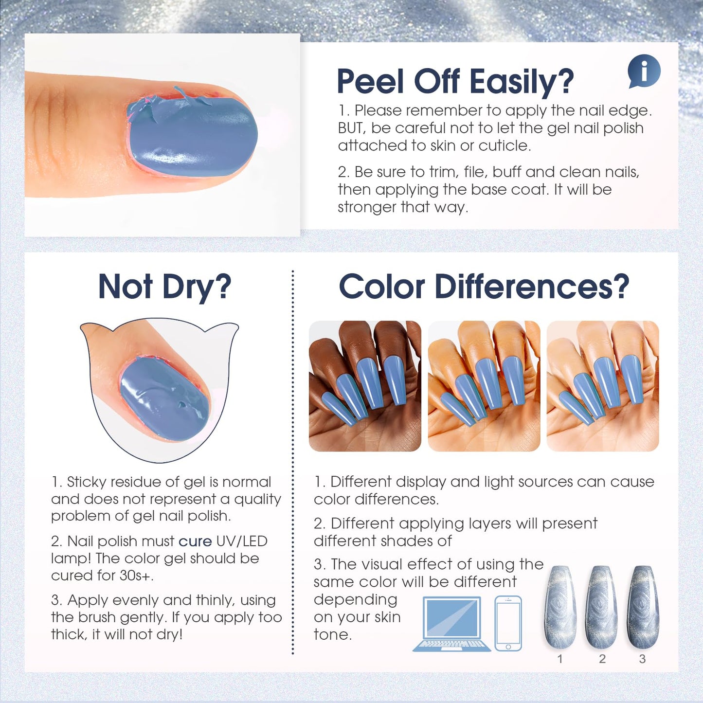 ROSALIND Cat Eye Gel Nail Polish with Magnet, 12 PCS Holographic Glitter Purple Blue Red Gel Polish Magnetic and Swirl Shell Thread Effect Sparkle Nail Polish Cateye Gifts for Women