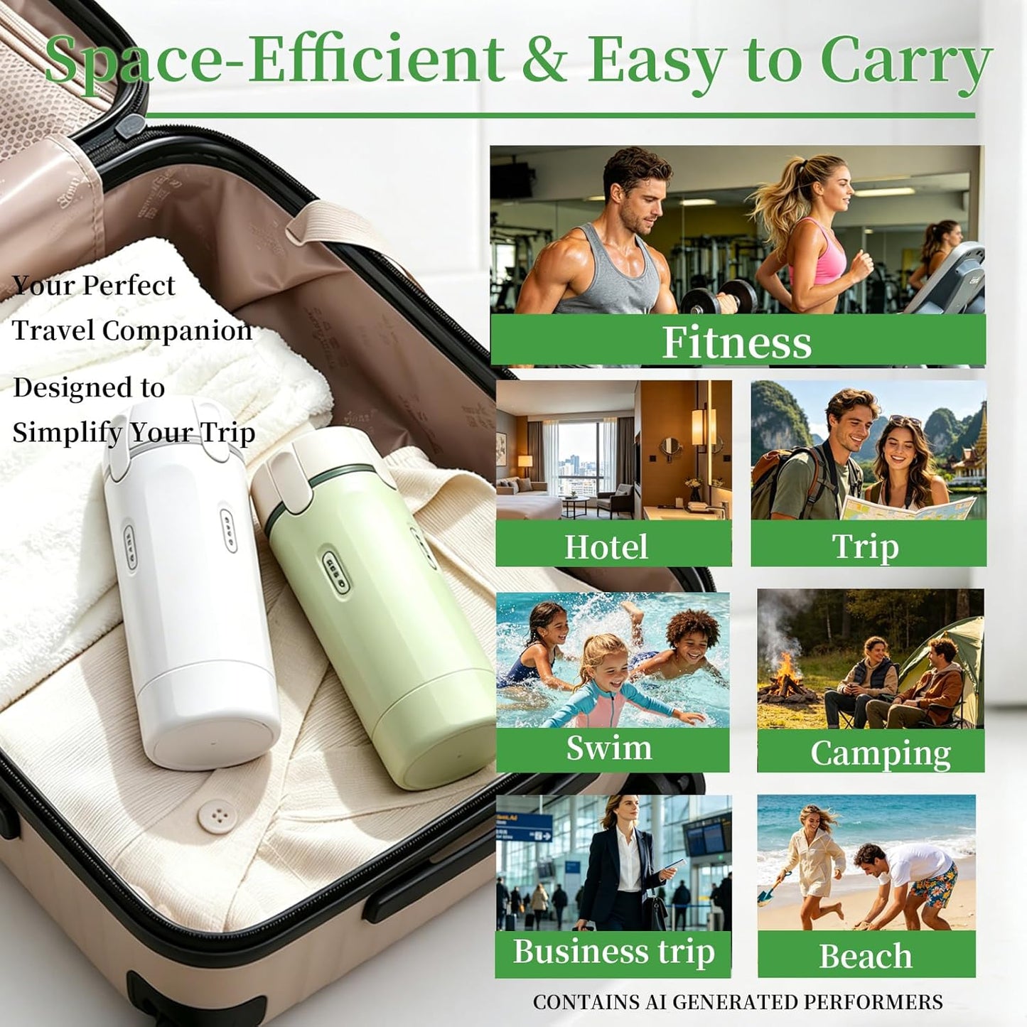 Travel Toiletry Dispenser Set - 4 Pack 30ML Refillable Leak-Proof Bottles for Shampoo & Shower Gel | Green