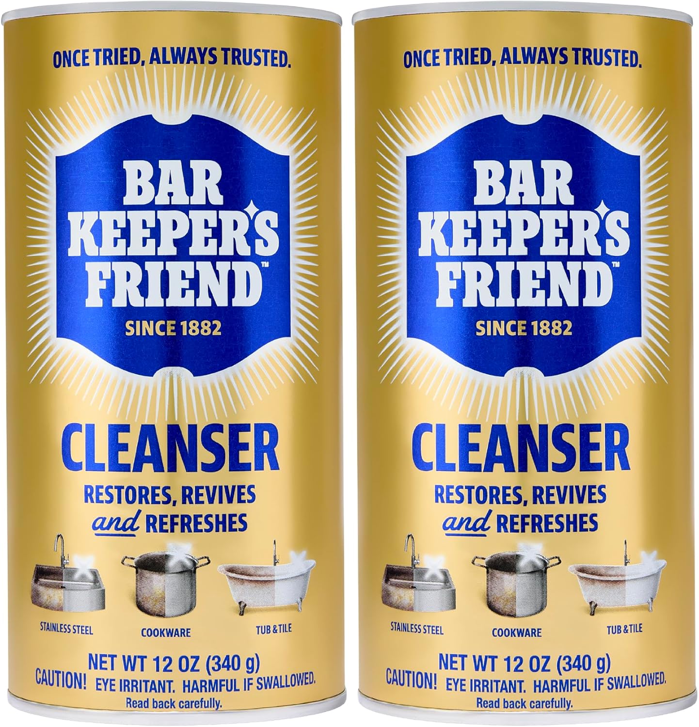 Bar Keepers Friend Powder Cleanser - 12 oz | Multipurpose Degreaser for Stainless Steel Pots, Rust & Soap Scum Removal