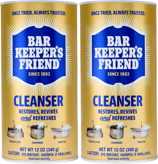 Bar Keepers Friend Powder Cleanser - 12 oz | Multipurpose Degreaser for Stainless Steel Pots, Rust & Soap Scum Removal