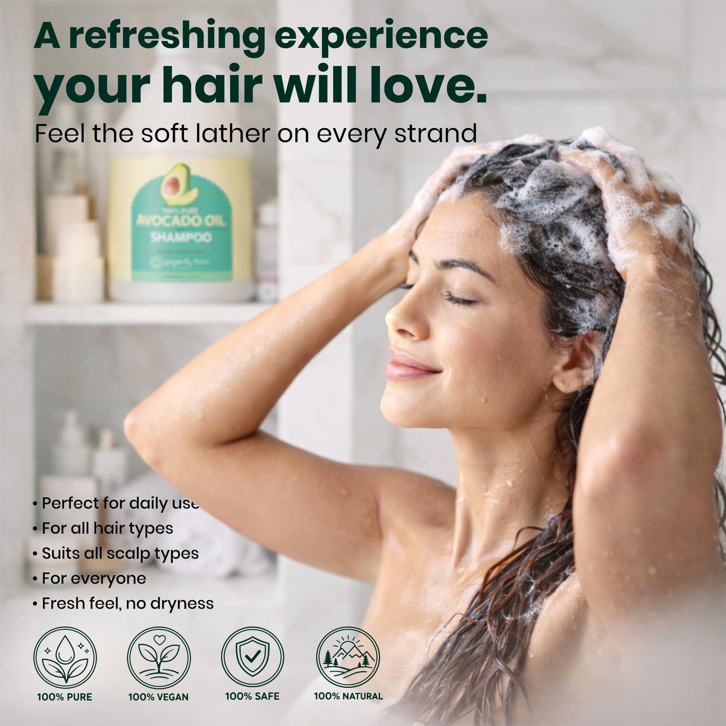 Ginger Lily Farms Botanicals 100% Pure Avocado Oil Shampoo for All Hair Types, 100% Vegan & Cruelty-Free, 1 Gallon (128 Fl Oz) Refill