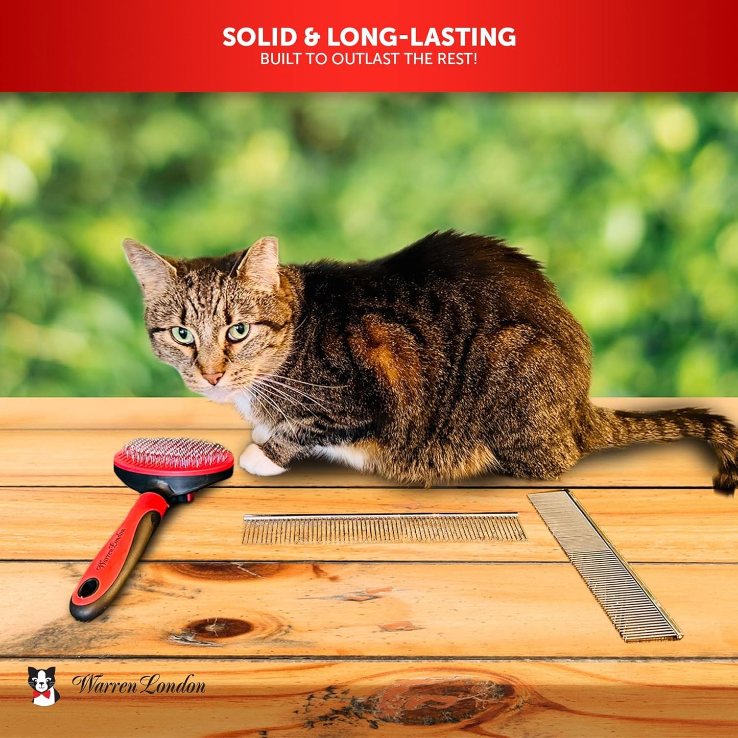 Warren London Cat Grooming Comb - 9" Copper DeMatter Pro Max | Gentle Detangler for Long, Thick Coats