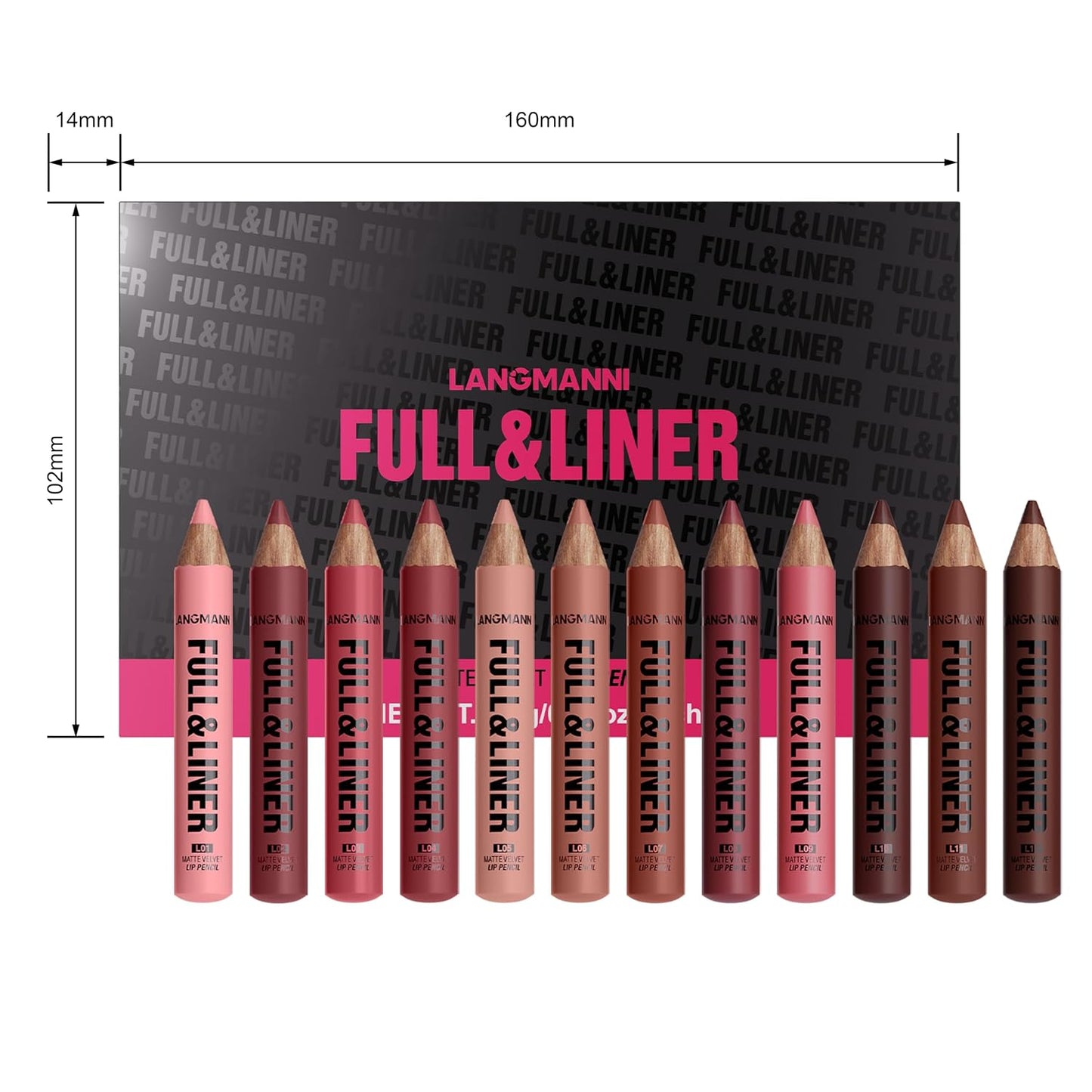 Matte Velvet Lip Liner Pencil Set - 12 Highly Pigmented, Smudge-Resistant Vegan Pencils for Shaping & Contouring