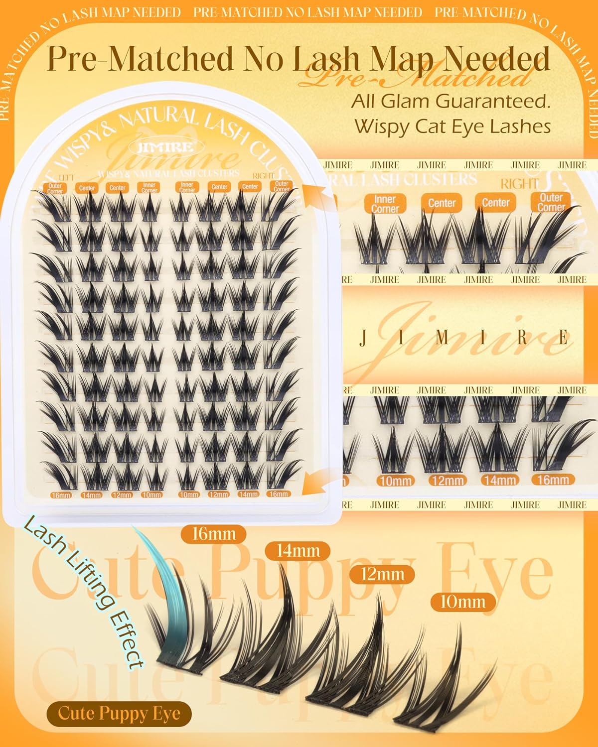 Manga Lash Clusters - Wispy Eyelash Extensions for Fox Eye Look | 10-16MM Pre-Mapped Anime Style