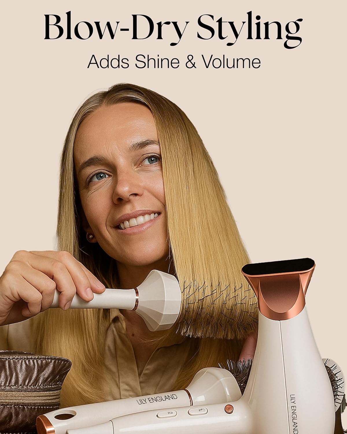 Round Hair Brush Set - 4 Piece Professional Blow Dry Kit with 3 Brushes & Comb | Ideal Beauty Gift for Women - White