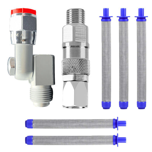 Sprayer Joint 1/4-Inch 360 Degrees Hose Swivel Joint Connector+235486 Airless Paint Spray Gun Swivel Joint+288749 Spray Gun Filters Fit for Graco Models,Professional Painting Tool Accessory(1+1+5PC)