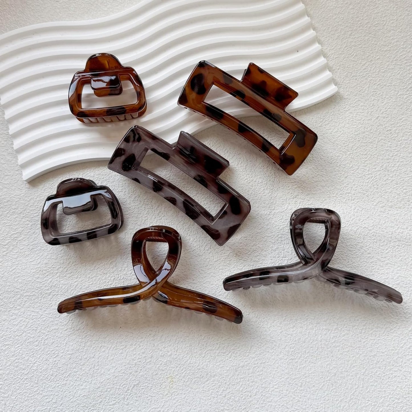 Hair Claw Clips - 6 Tortoise Shell Clips for Women | Strong Hold Non-Slip Design