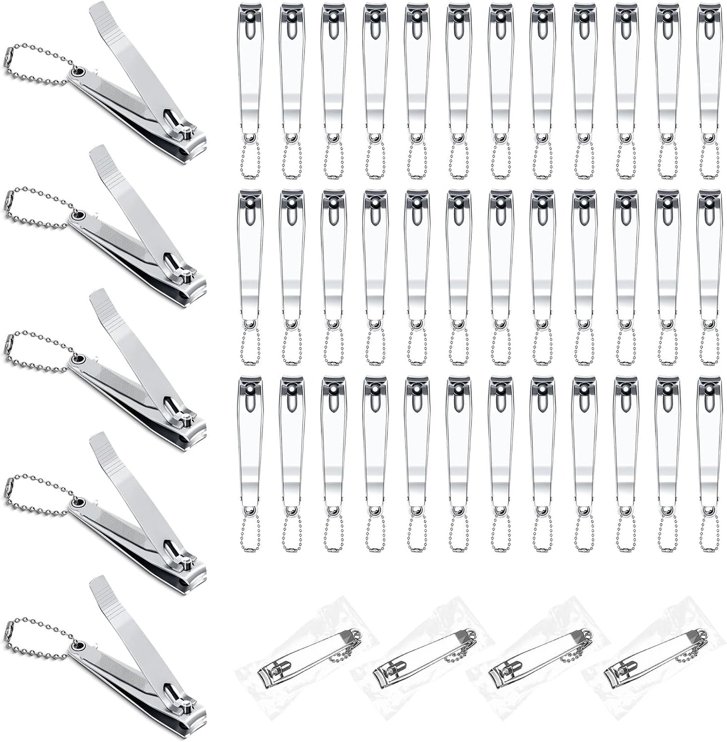 Nail Clippers Bulk - Fingernail Clippers with File | Individually Wrapped for Travel & Charities (50-Pack)
