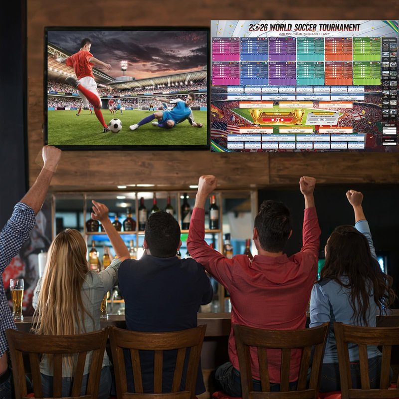 AhfuLife Extra Large World Cup Tournament Schedule Poster, 39.4" x 27.6", 1 Pc Soccer Calendar Wall Chart Decorations, 2026 Soccer Tournament Wallchart for Fans Home Office Bar Party Decor