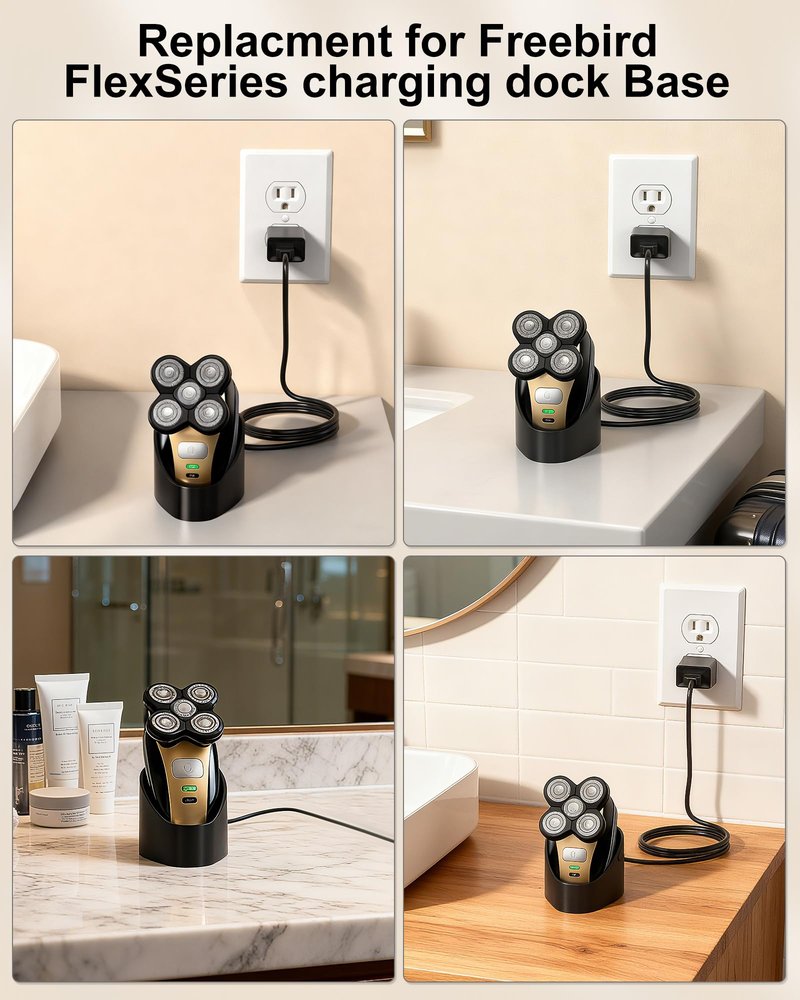 Replacment for Freebird FlexSeries Shaver Charging Dock Compatible with Freebird Flex Series Electric Head Hair Shaver, Replacement for Freebird Charging Dock Base Power Cord