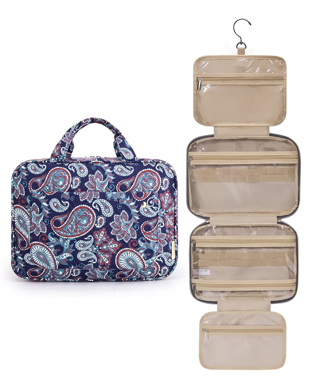 Toiletry Bag | Water-Resistant Travel Organizer with Hanging Hook - Medium Baby Pink