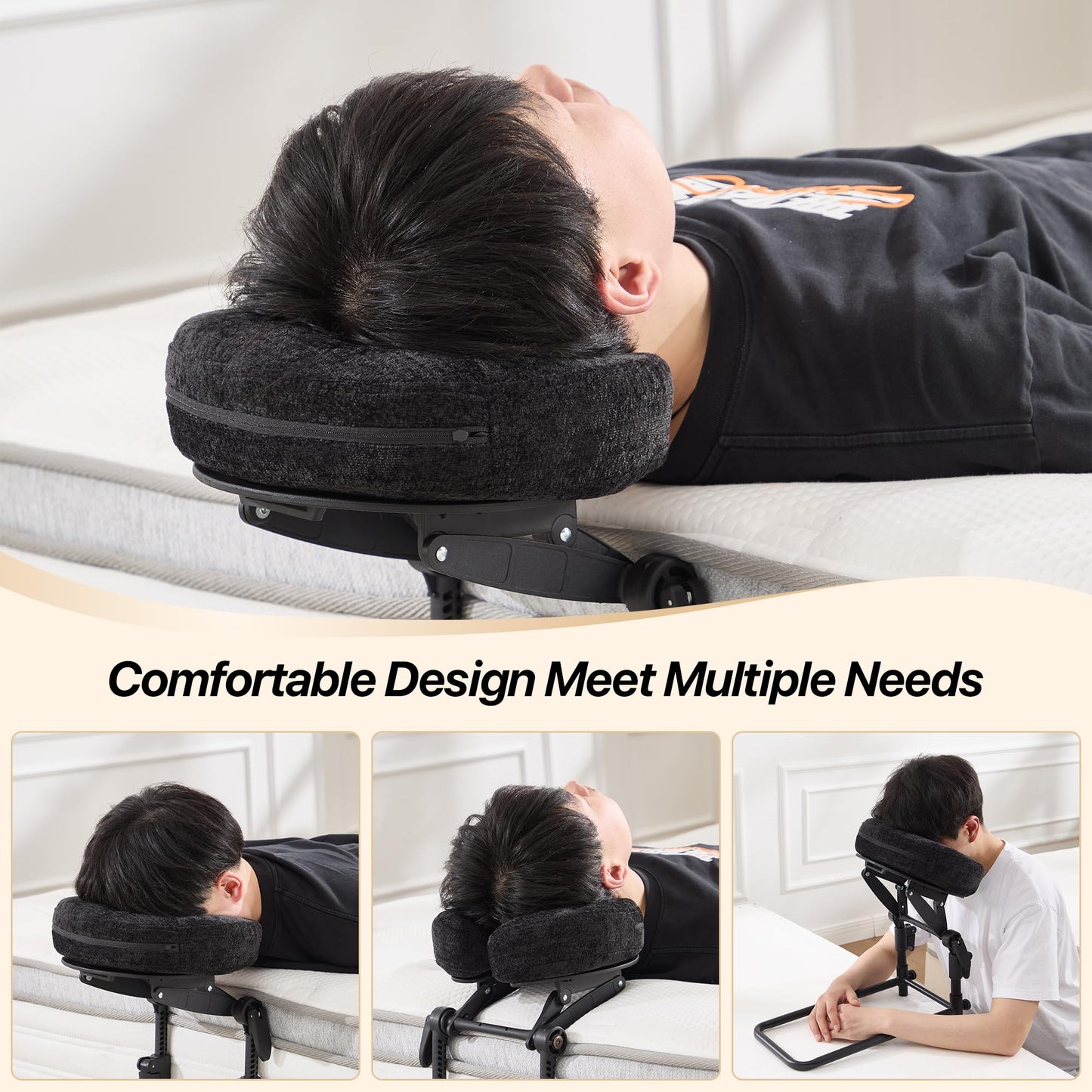 KCC Adjustable Massage Face Cradle for Bed, Home Massage Kit for Sleeping Mattress,Portable Massage headrest with Memory Foam Pillow, Head Rest Support-Eye Surgery Recovery