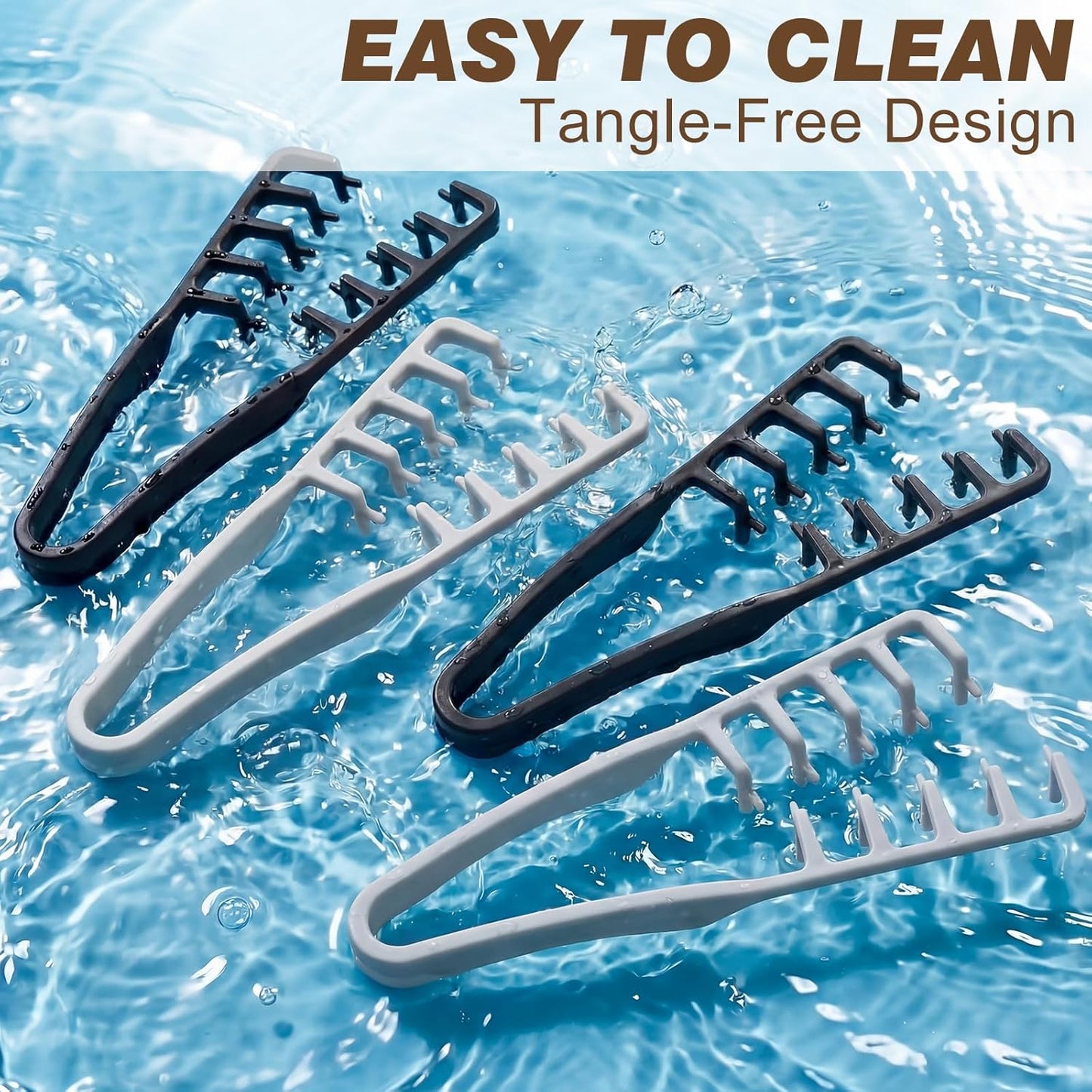5 Pcs Volumizing Texture Comb Set - Travel Folding Wide & Fine-Tooth Hair Combs | Textured Grip for Fluffy Hairstyles (Gray, Black)