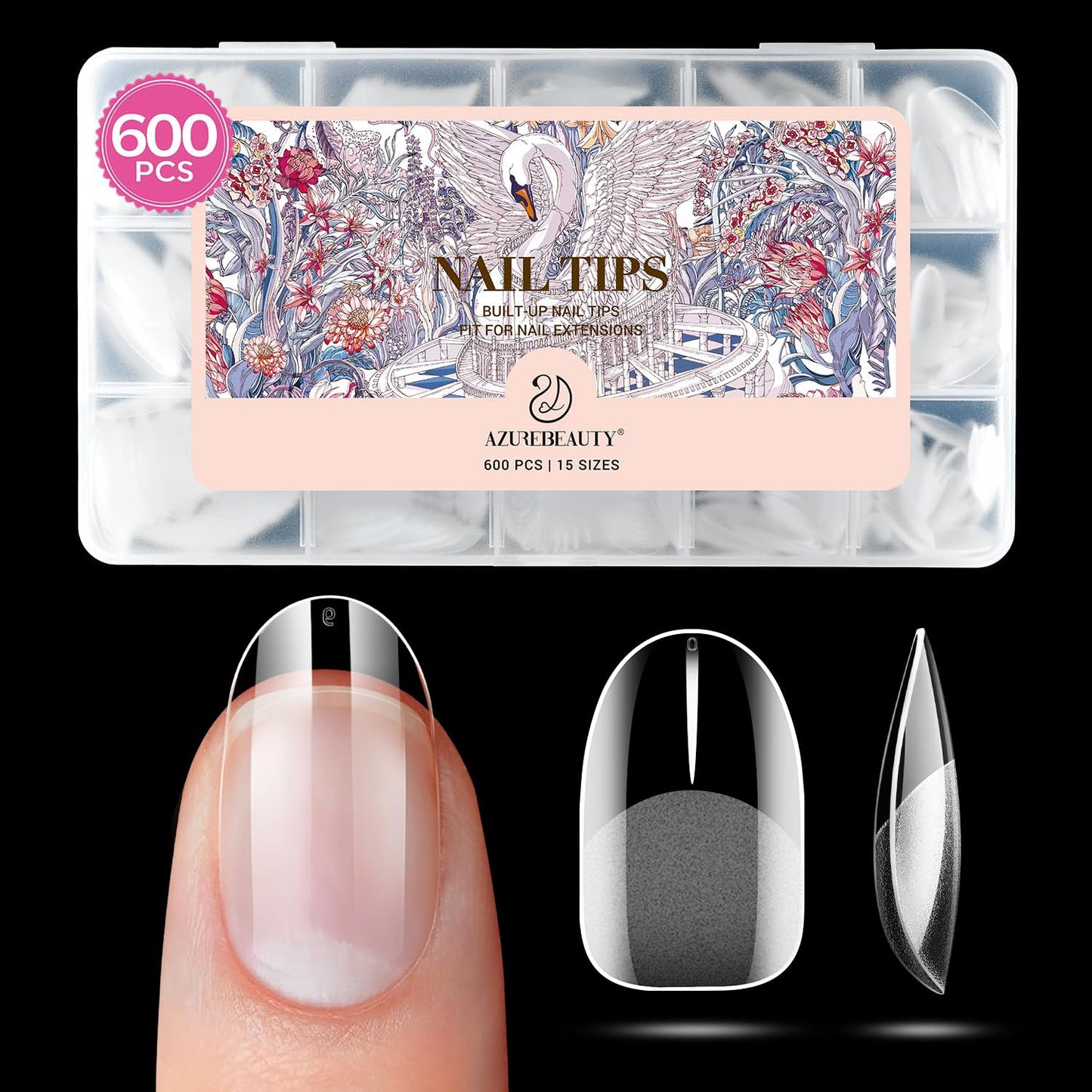 Short Square Nail Tips - 600pcs Pre-Etched Soft Gel Acrylic Fake Nails | Half Matte Full Cover for DIY Manicure