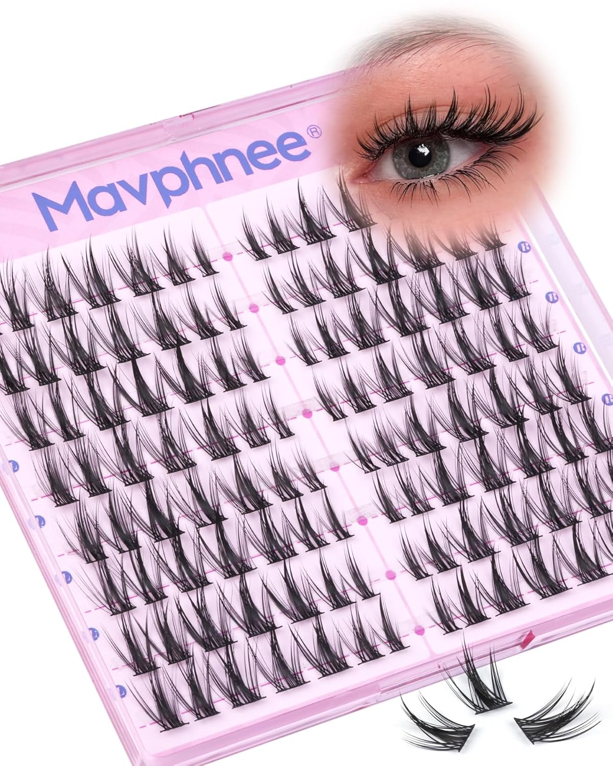 Natural Wispy Eyelash Extensions - Spider Lash Clusters 8-16MM | CC Curl, Flexible Clear Band for Effortless Application