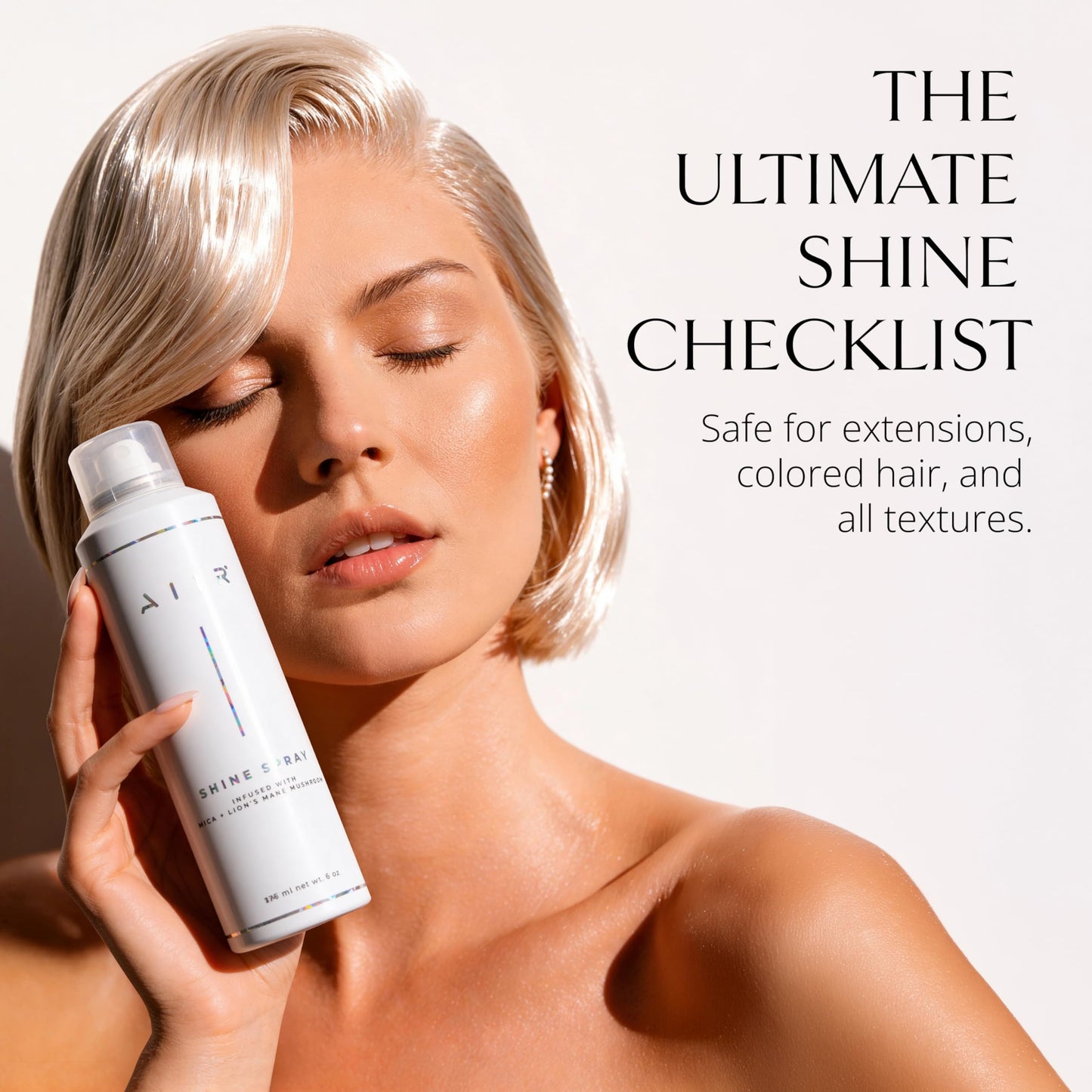 AIIR Shine Spray -Smoothing Spray for Glossy Sleek Hair, Humidity and Frizz Shield Spray, Gloss Spray, Lightweight Spray Coats and Protects Hair, Enhance Shine & Color with Reflect, 6 oz