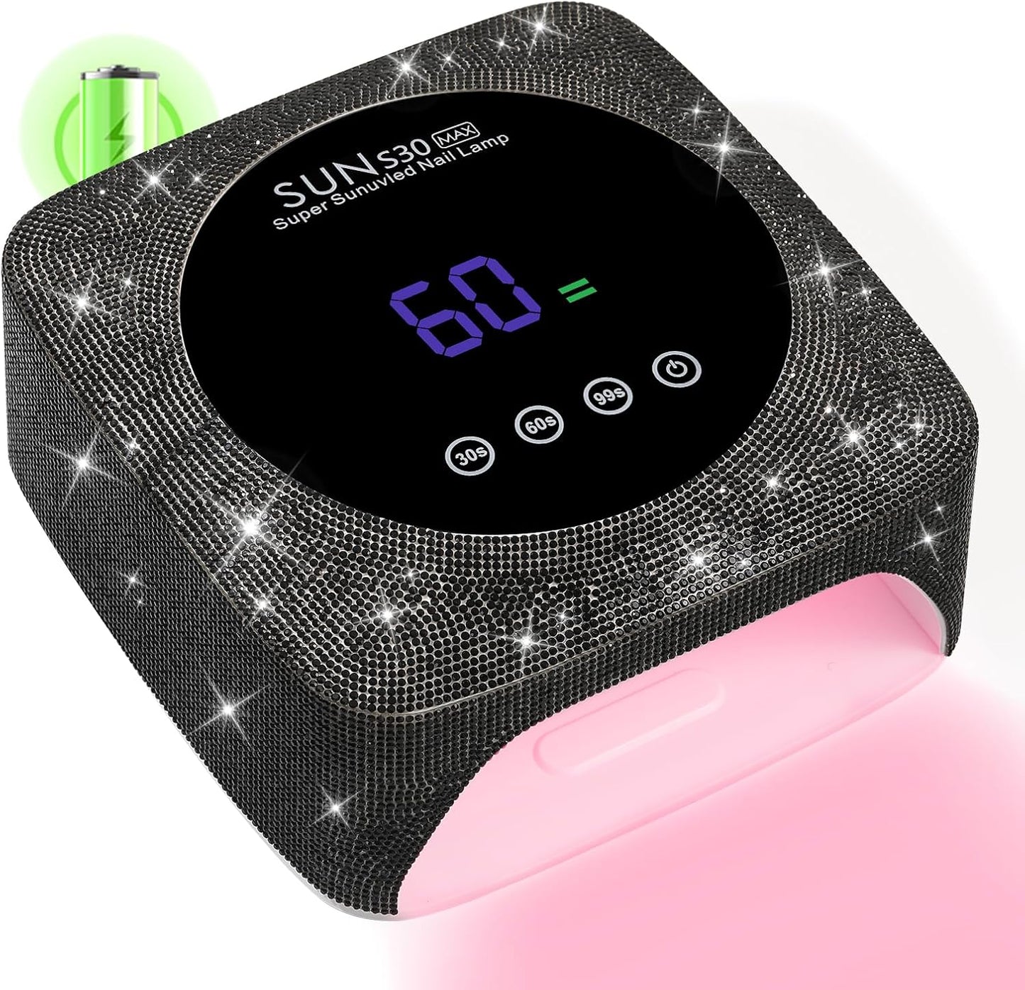 Cordless UV LED Nail Lamp - 96W Rechargeable Gel Nail Dryer with 3 Timer Settings | Pink Diamond Design