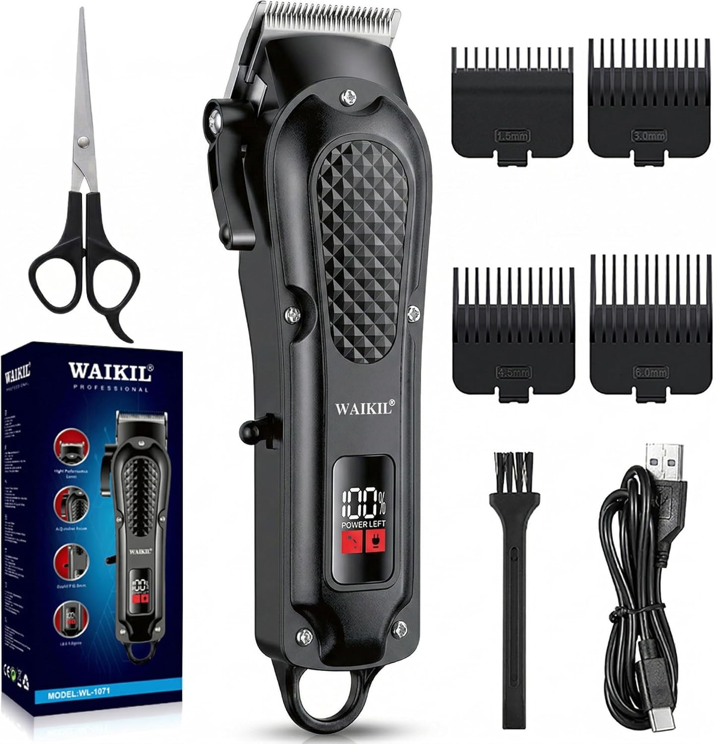 Professional Hair Clippers for Men - Cordless Barber Hair Cutting Kit | Rechargeable with LCD Display