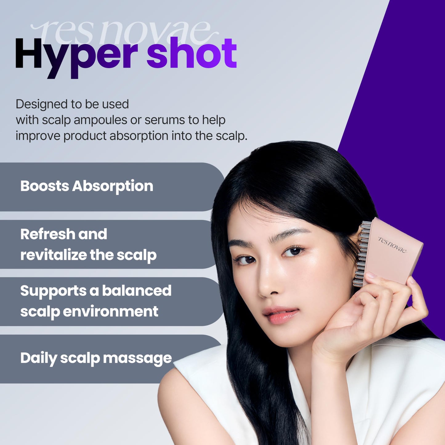 res novae Hyper Shot Scalp Care Device(Sunset Pink), Supports Ampoule Absorption, Scalp Vitality and Daily Scalp Massage at Home