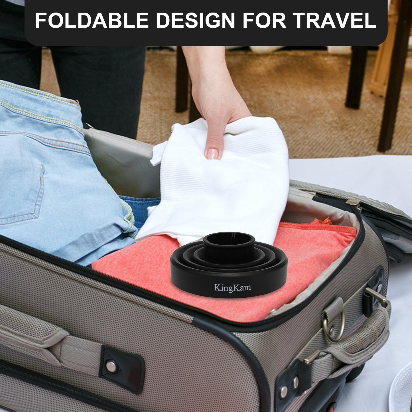 KingKam Collapsible Hair Dryer Diffuser - Travel and Easy Storage - Diffuser Attachment Fit Most Hair Dryers with Nozzle Diameter D-1.575Inch to 1.968 Inch (4-5cm) - Black
