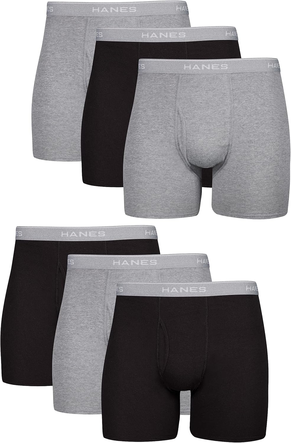 Hanes Men's Boxer Briefs - Cool & Breathable Cotton, Moisture-Wicking, No Ride-Up | 3-Pack