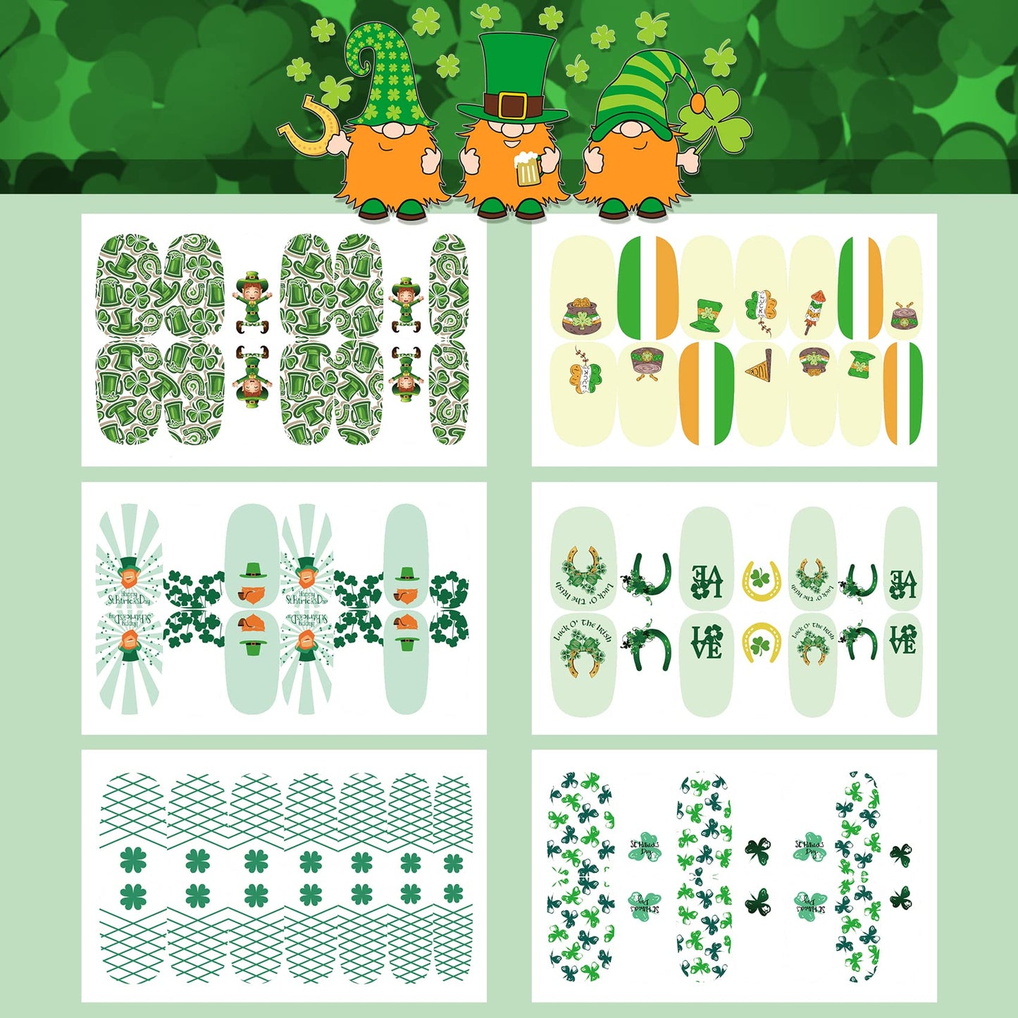 TailaiMei 12 Sheets Nail Wraps Stickers Nail Polish Strips Self-Adhesive Full Wraps 36