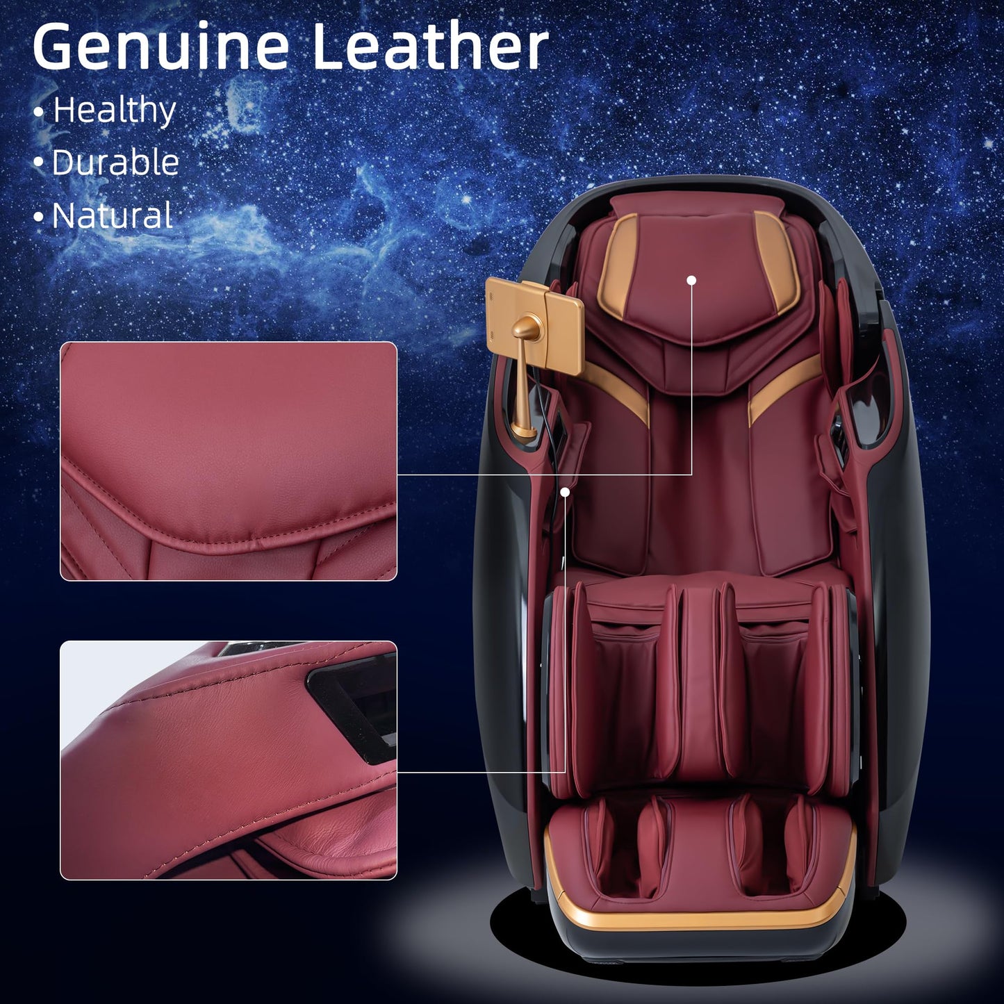 Alfine A860 Full Body 4D Massage Chair - Intelligent Health Detection, Dual-Core System, Zero Gravity Recline, Premium Leather, Customizable Programs, Smartphone Control (Black)