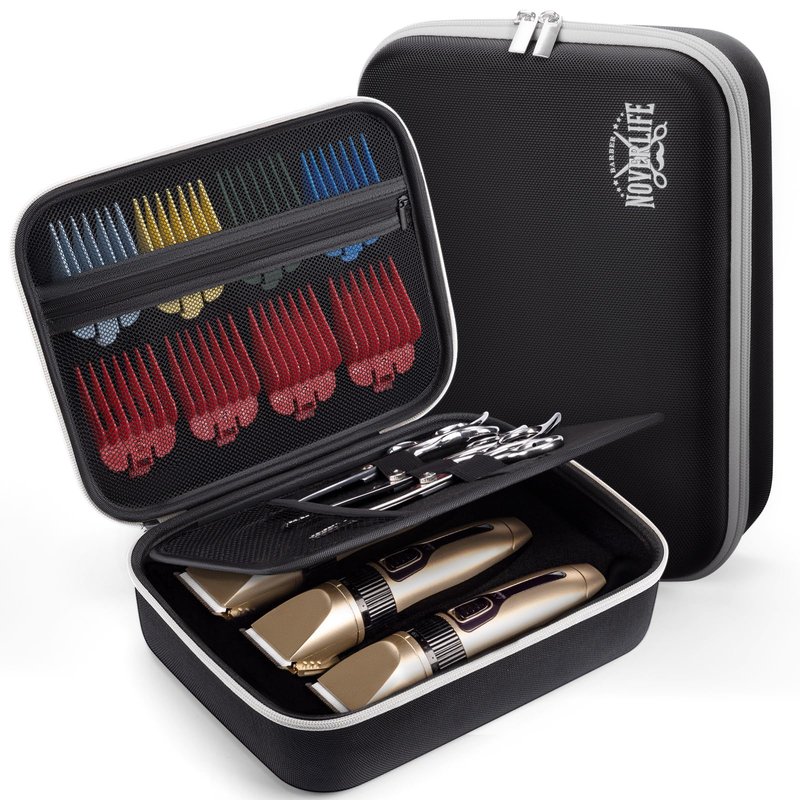 Noverlife Large Hard Clipper Case for Barbers, Portable Hair Cutting Barber Supplies Organizer Bag, Mens Trimmers Box, Hair Salon Carrying Bag for Men Razor Guard Grooming Kits Storage