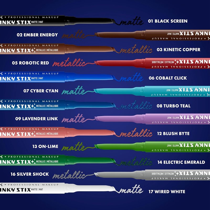 NYX Epic Inky Stix Eyeliner - Waterproof Mechanical Cream Gel | 24HR Wear, Cyber Cyan (Matte Electric Blue)