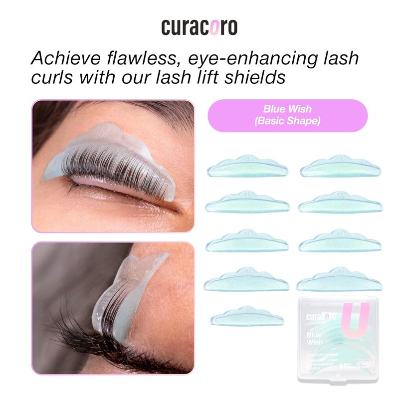 Eyelash Perm Pads - Curacoro Lash Lift Shields, 10 Pcs in 5 Sizes | Reusable Silicone Curling Tools