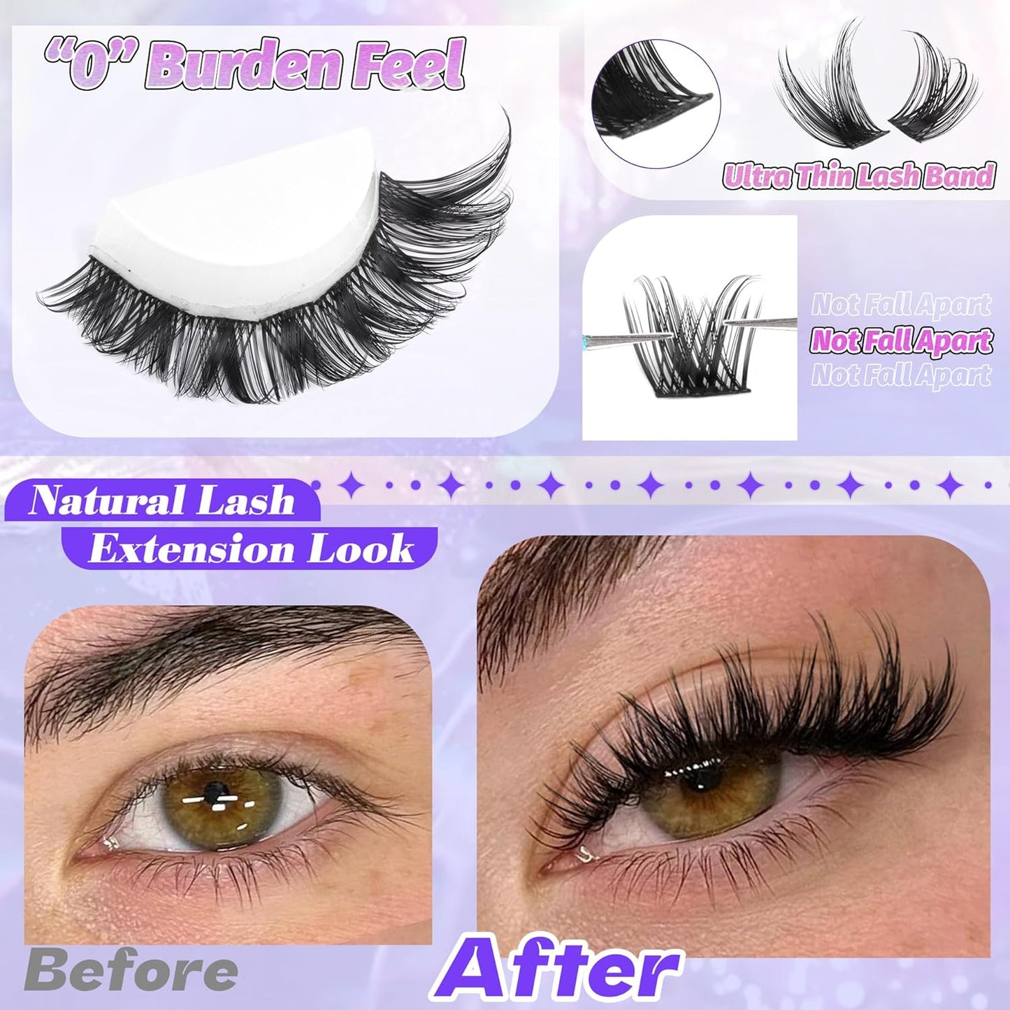 ALICE Lash Clusters - Wispy Eyelash Extensions 10-18mm | 168pcs DIY Individual Lashes with Soft Band