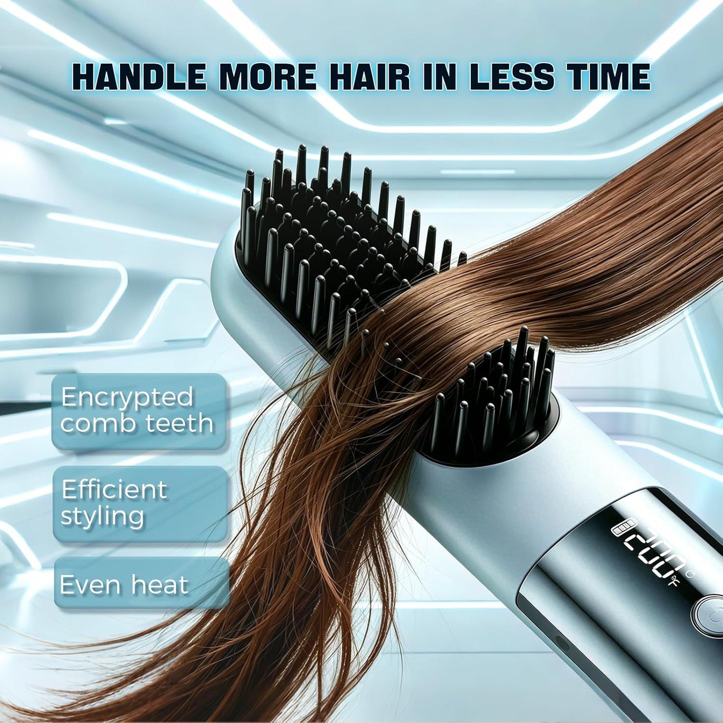 Go Brush Pro - Ionic & Ceramic Straightening Brush with 3 Heat Settings | Fast 30s Heat, 2500mAh USB-C Rechargeable