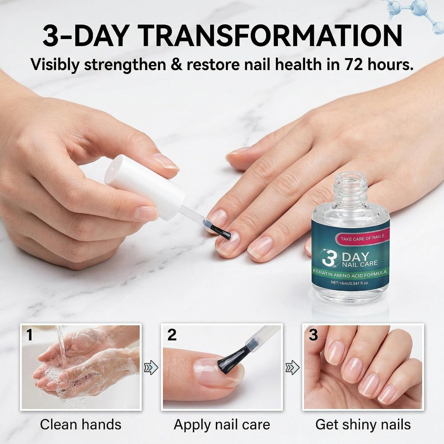 Nail Care Treatment - Keratin Amino Acid Formula for Strengthening & Hydration | 2PCS (0.54 Fl Oz)