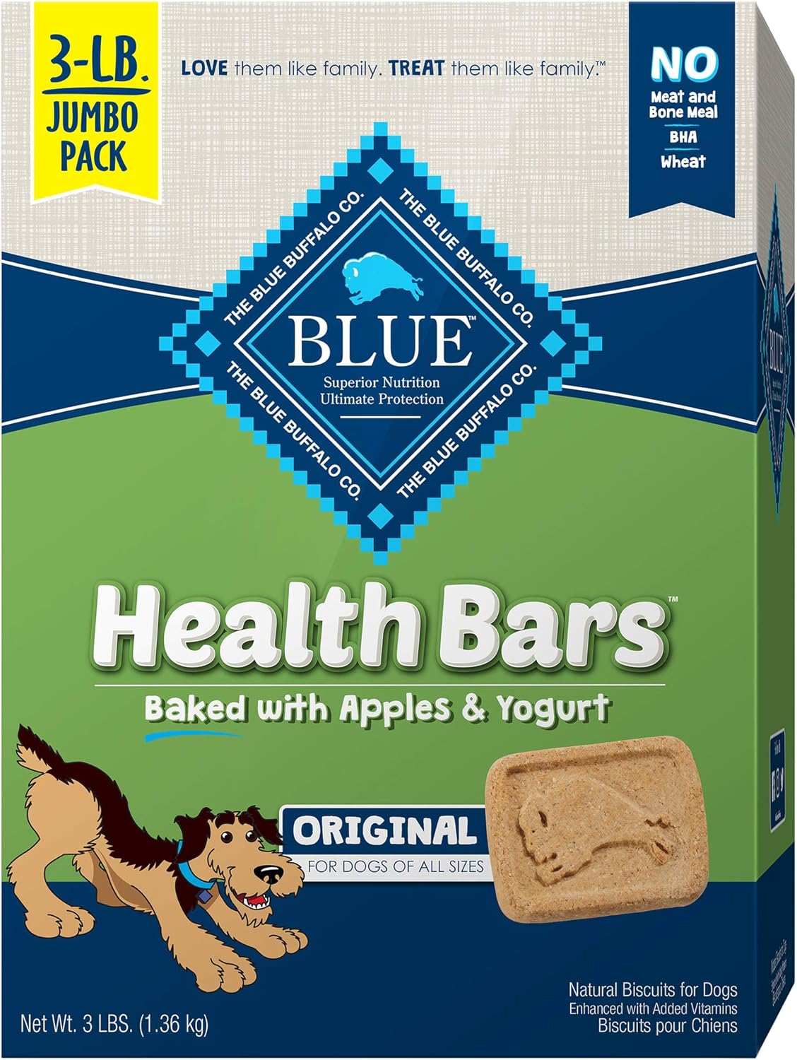 Blue Buffalo Dog Treats - Pumpkin & Cinnamon Crunchy Health Bars | Oven-Baked, Natural Ingredients, 16 oz.