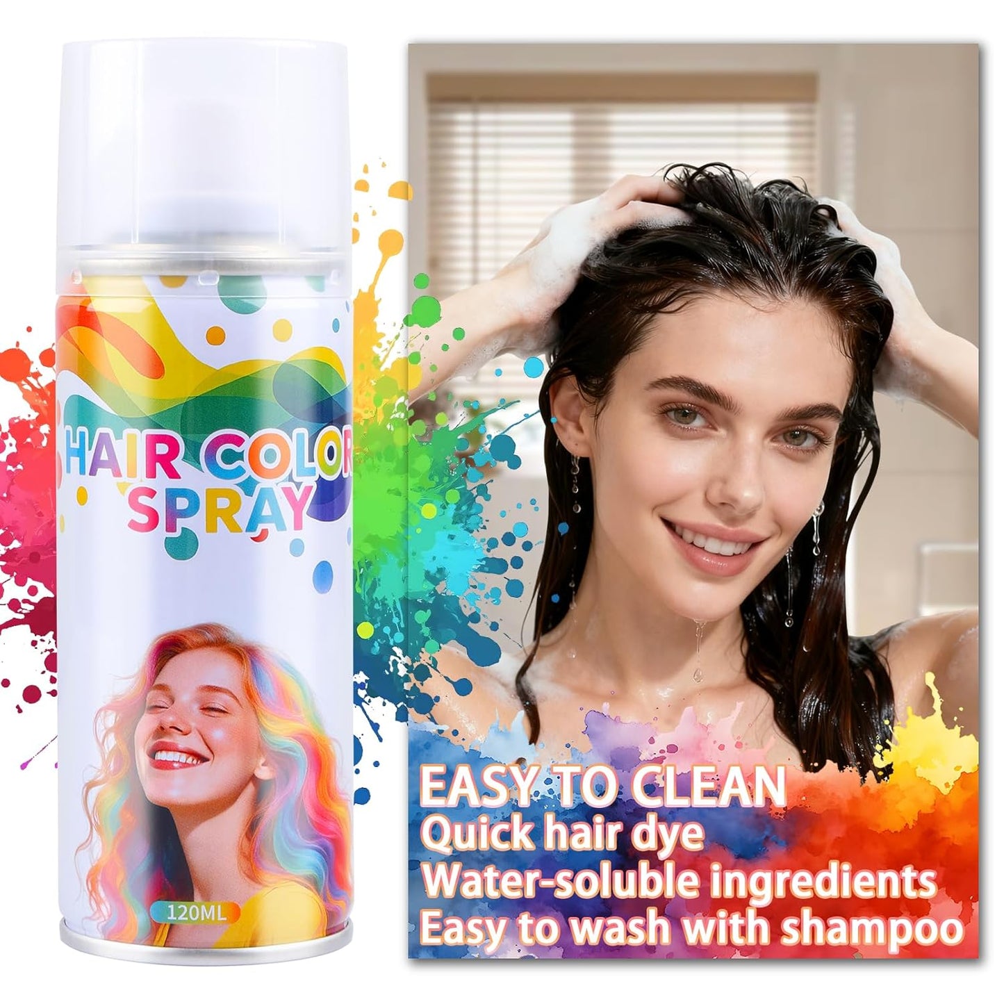 Temporary Hair Color Spray - Black, Silver & Red | One-Day Washable Hairspray for Party & Cosplay