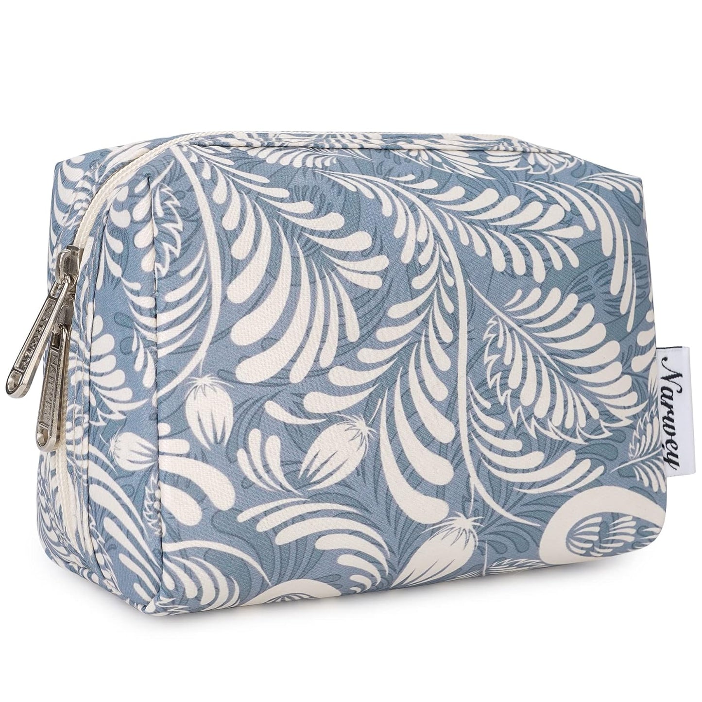 Checkered Makeup Bag - Travel Cosmetic Organizer with Compartments | Large Sky Blue Checkerboard