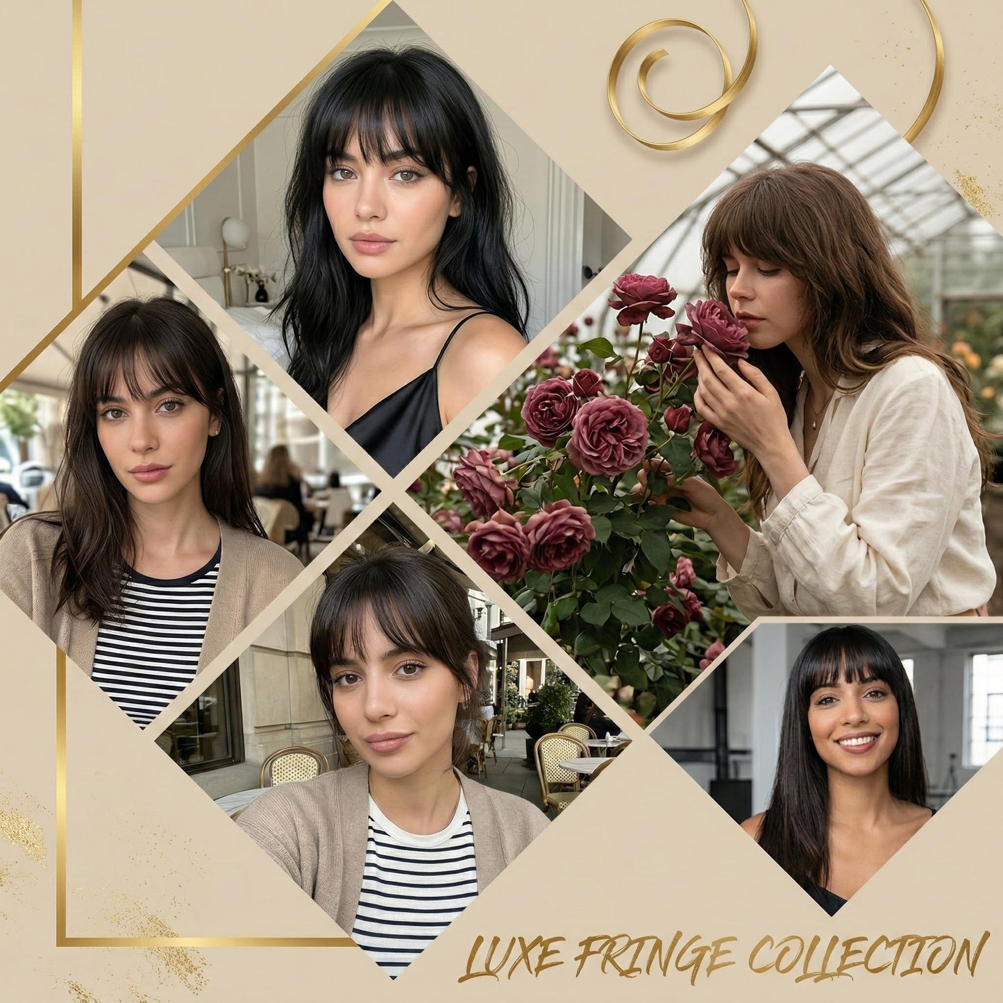 Ever Beauz Natural Wispy Bangs Hair Clip, 100% Remy Human Wig, Soft Feathered Fringe with Temples for Instant Face-Framing, Easy Snap-On Hairpiece (Brown Black)
