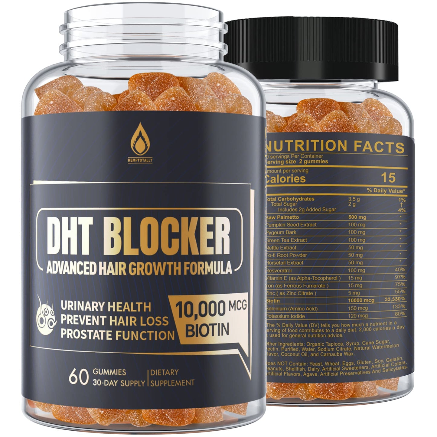 EnvyDeal DHT Blocker Gummies Hair Growth Supplement, Super Potency Saw Palmetto & Biotin 10000 mcg for Women & Men, Plus 12 Proprietary Blend - Prevent Hair Loss, Blocking DHT Receptors, Balance