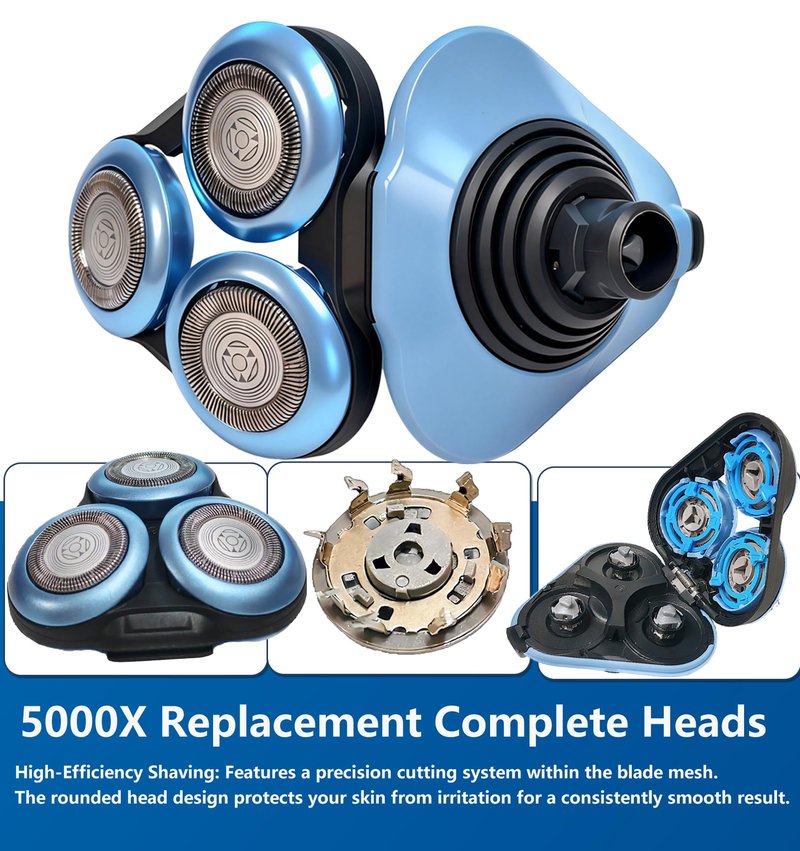 Replacement Heads Compatible with Philips Norelco 5000X Series Shavers, Fits Models X5000/X5001/X5002/X5003/X5005/X5009/X5101/X5102