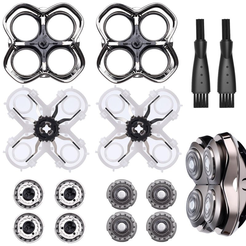 2Pack Pro 4 Shaver Replacement Heads Compatible with Skull Pitbulls Gold PRO, Silver PRO, Platinum PRO, Head Shavers, Electric Shaver Half Head for Men/Women (2 PACK BORON)