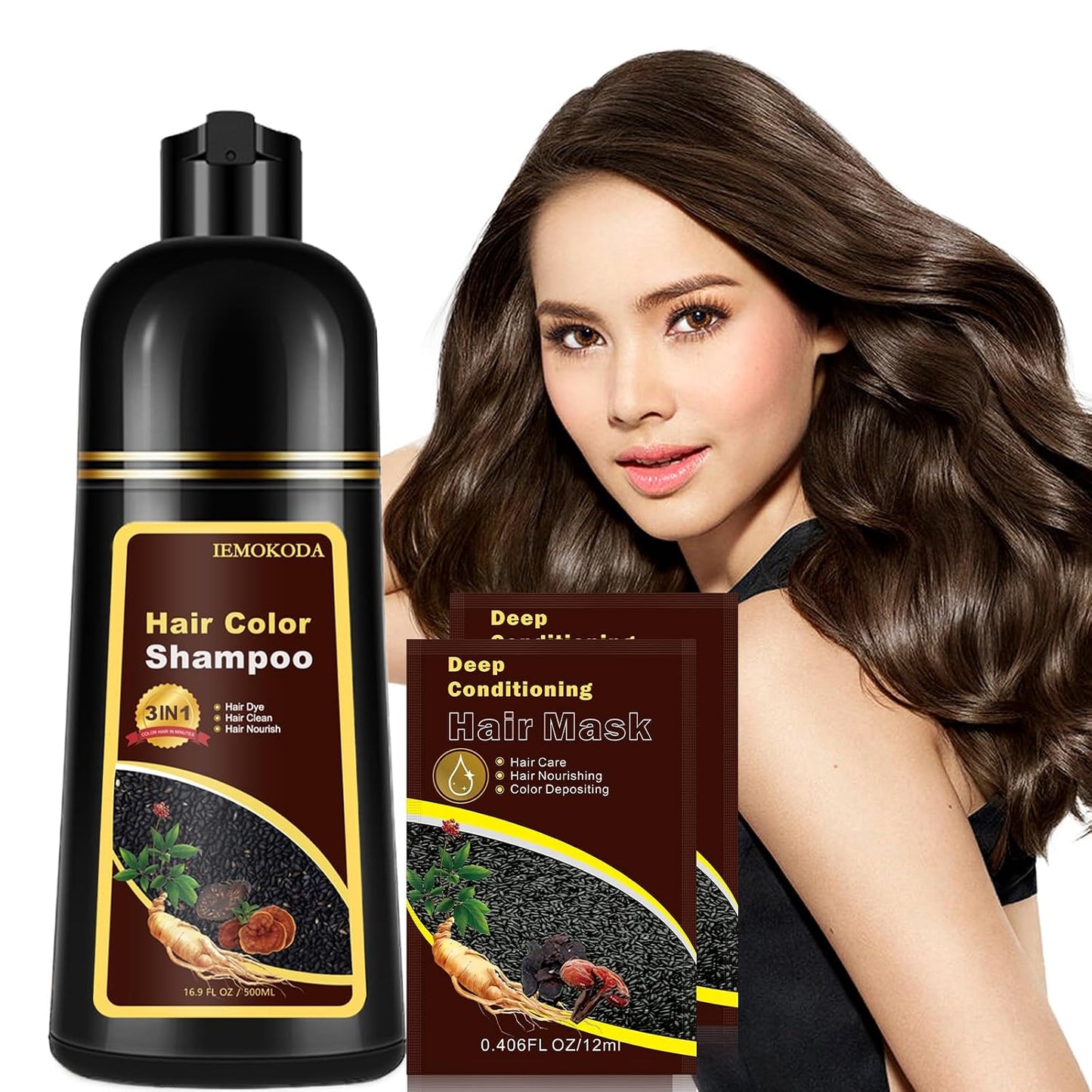 Cherry Brown Hair Dye Shampoo - 3 in 1 Color Treatment for Quick Results | Nourishing Formula